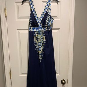 Navy and paisley print maxi tank dress, medium